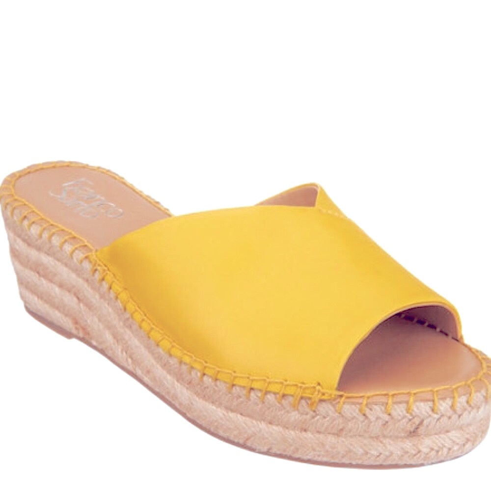 🆕FrancoSarto Yellow Leather Wedge Platform 👡 - Picture 2 of 16
